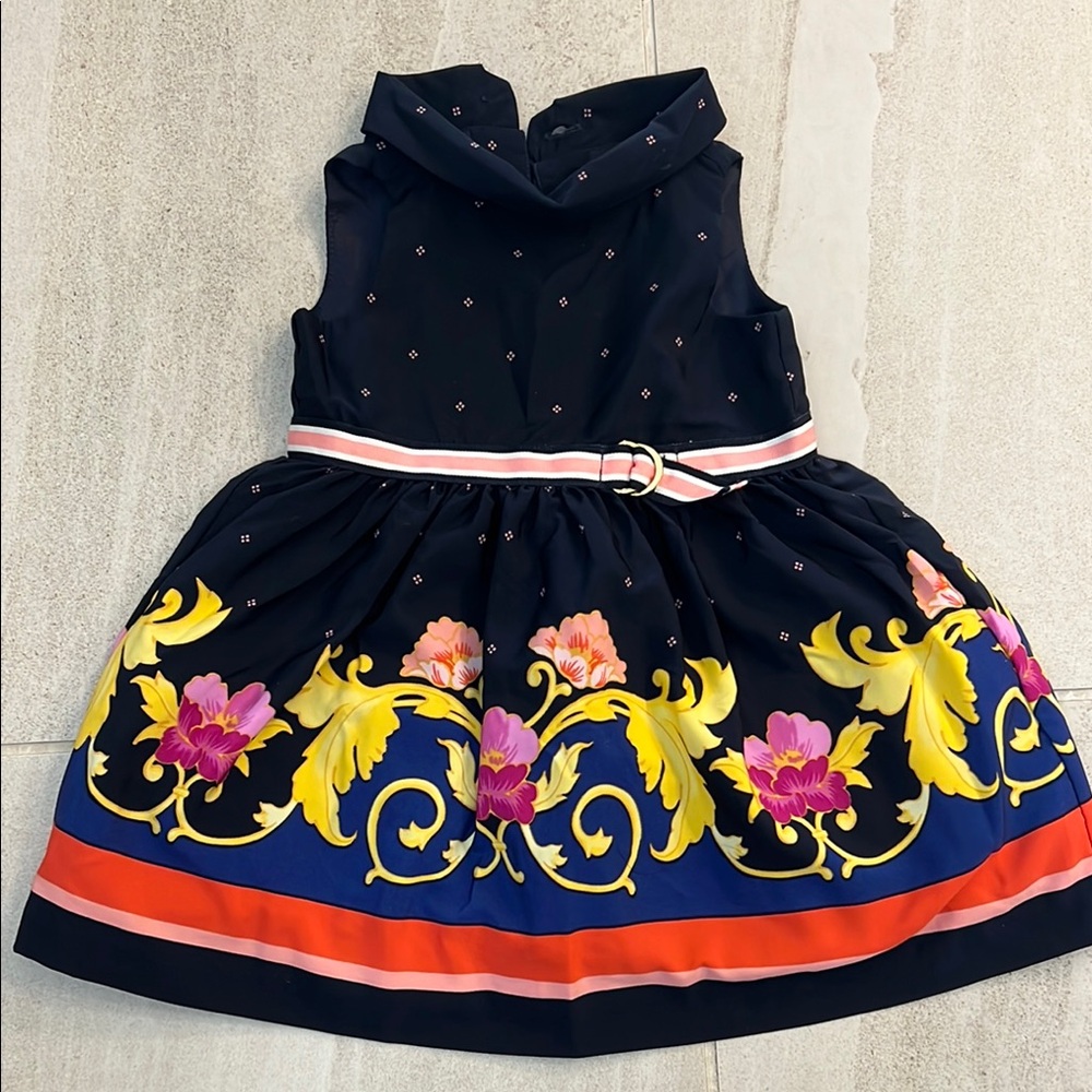 Floral Sleeveless Dress with Belt